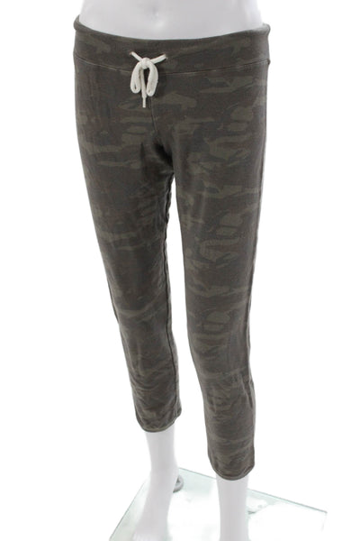 Monrow Women Cropped Camouflage Drawstring Pants Gray Rayon Size M