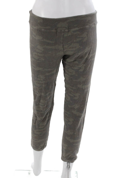 Monrow Women Cropped Camouflage Drawstring Pants Gray Rayon Size M