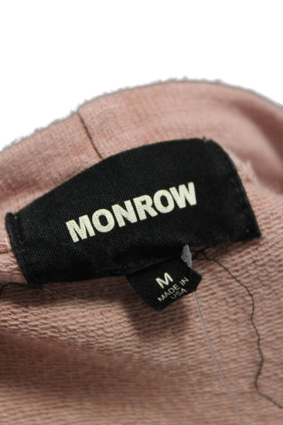Monrow Women Pullover Sweatshirt Pink Rayon Crew Neck Long Sleeve Size M