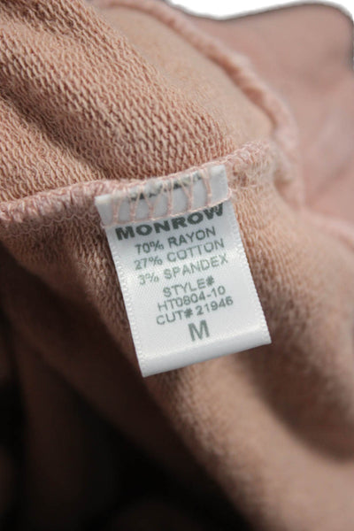Monrow Women Pullover Sweatshirt Pink Rayon Crew Neck Long Sleeve Size M