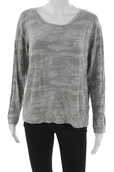 Monrow Womens Basic Camouflage Scoop Neck Long Sleeve T-Shirt Size L