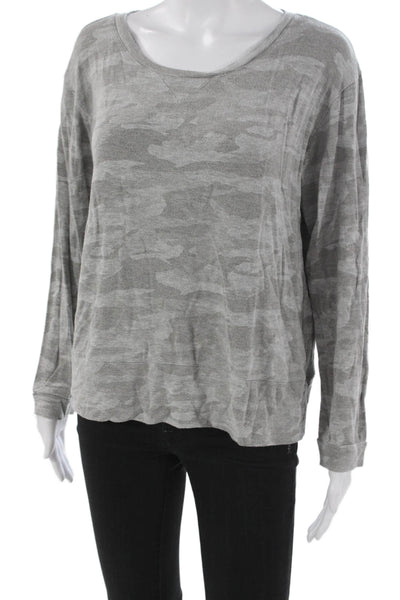 Monrow Womens Basic Camouflage Scoop Neck Long Sleeve T-Shirt Size L