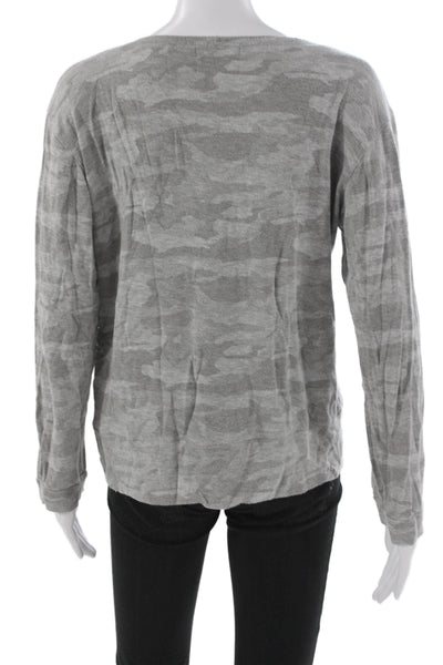 Monrow Womens Basic Camouflage Scoop Neck Long Sleeve T-Shirt Size L