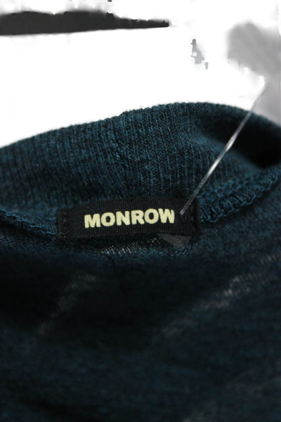 Monrow Womens Basic Long Sleeve Crew Neck Green Polyester T-Shirt Size L