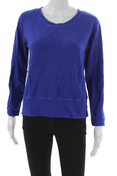 Monrow Womens Pullover Blue Rayon Long Sleeve Round Neck Size M