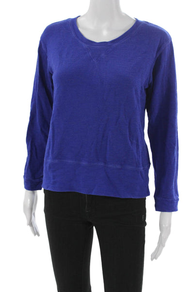 Monrow Womens Pullover Blue Rayon Long Sleeve Round Neck Size M