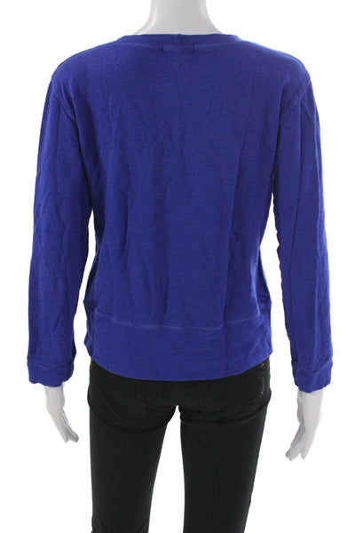 Monrow Womens Pullover Blue Rayon Long Sleeve Round Neck Size M