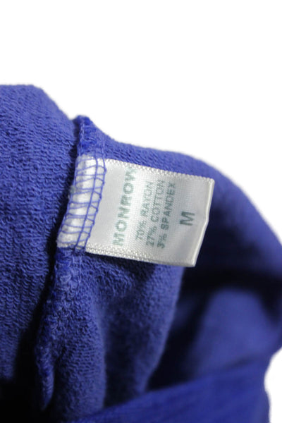 Monrow Womens Pullover Blue Rayon Long Sleeve Round Neck Size M