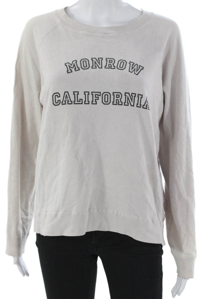 Monrow Women Gray Polyester Pullover Crew Neck Long Sleeve California Size L