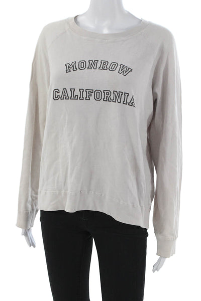 Monrow Women Gray Polyester Pullover Crew Neck Long Sleeve California Size L