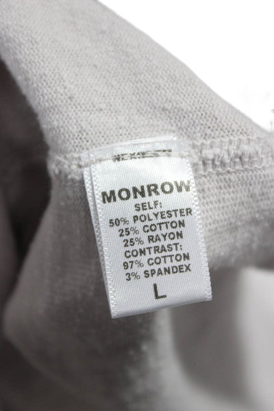 Monrow Women Gray Polyester Pullover Crew Neck Long Sleeve California Size L