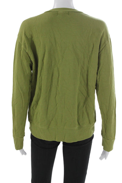 Monrow Womens Pullover V-Neck Long Sleeve Rayon Green Size L