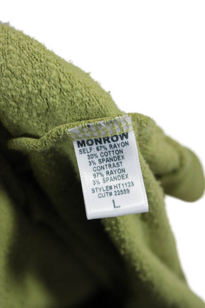 Monrow Womens Pullover V-Neck Long Sleeve Rayon Green Size L
