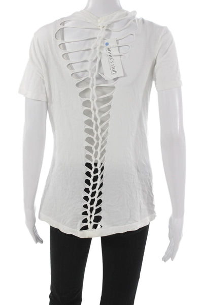 Monrow Womens Basic V-Neck Short Sleeve T-Shirt White Size M