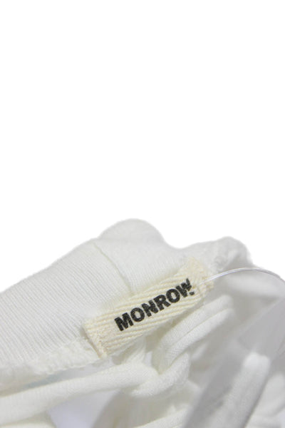 Monrow Womens Basic V-Neck Short Sleeve T-Shirt White Size M