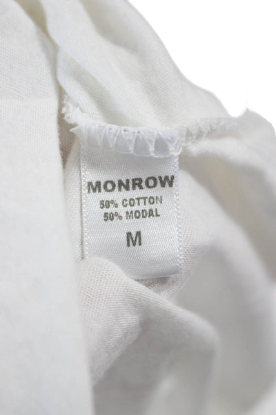 Monrow Womens Basic V-Neck Short Sleeve T-Shirt White Size M