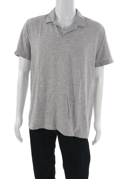 Theory Mens Gray Polo Shirt Short Sleeve Collared Size XL