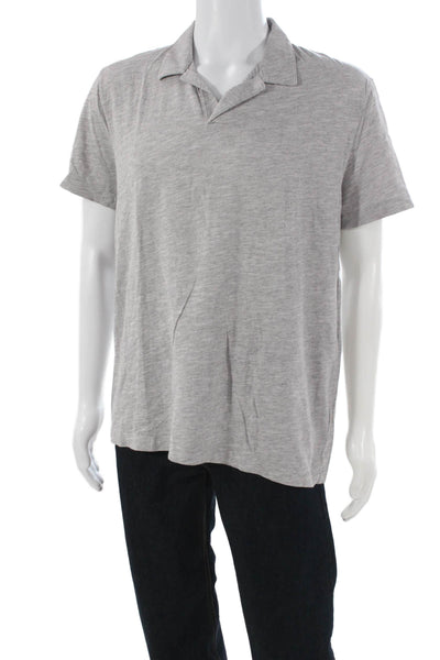 Theory Mens Gray Polo Shirt Short Sleeve Collared Size XL