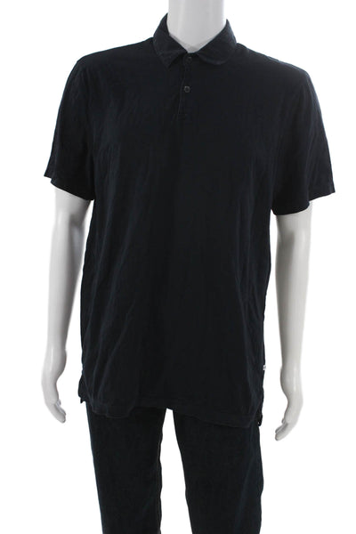 Standard James Perse Mens Polo Shirt Black Collared Button Short Sleeve Size 3