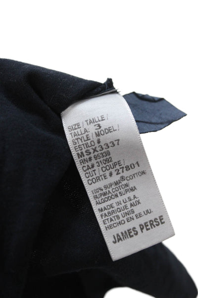 Standard James Perse Mens Polo Shirt Black Collared Button Short Sleeve Size 3