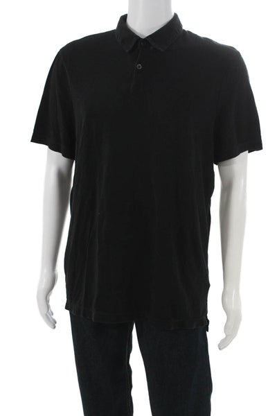 Standard James Perse Mens Polo Shirt Black Short Sleeve Cotton Size 3