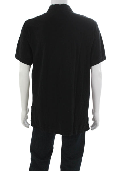 Standard James Perse Mens Polo Shirt Black Short Sleeve Cotton Size 3