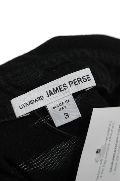 Standard James Perse Mens Polo Shirt Black Short Sleeve Cotton Size 3