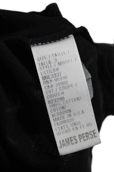 Standard James Perse Mens Polo Shirt Black Short Sleeve Cotton Size 3