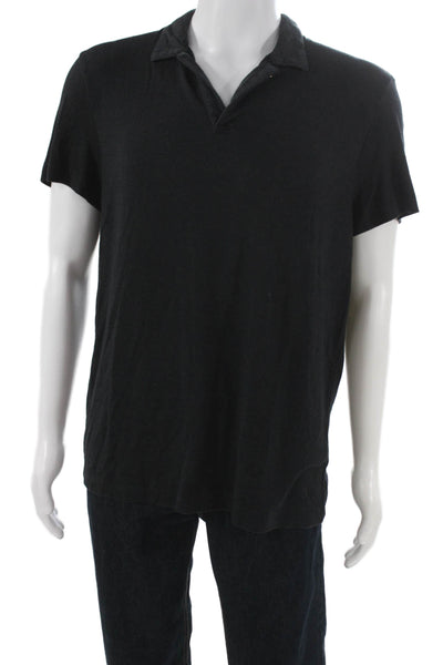 Theory Mens Polo Shirt Black Modal Collared Short Sleeve Size XL