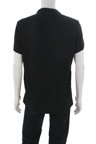 Theory Mens Polo Shirt Black Modal Collared Short Sleeve Size XL