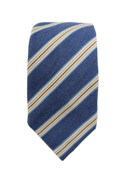 Peter Elliot Mens Silk Blend Striped Skinny Necktie Blue Multi Colored