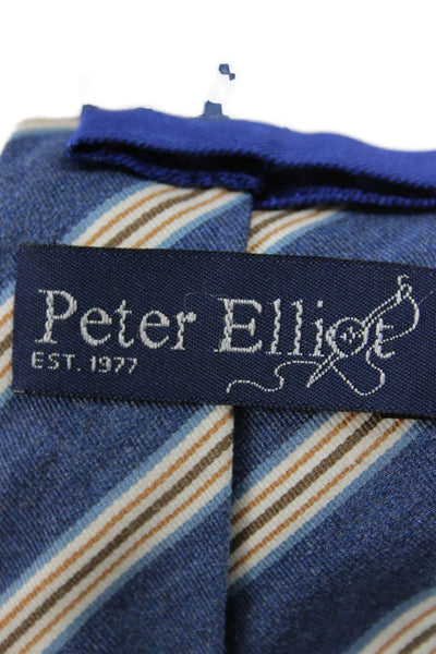 Peter Elliot Mens Silk Blend Striped Skinny Necktie Blue Multi Colored