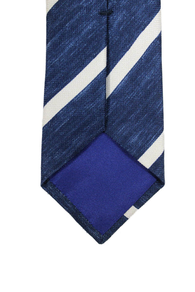 Peter Elliot Mens Silk Striped Skinny Necktie Blue White