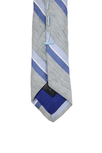 Peter Elliot Mens Silk Blend Skinny Width Necktie Blue