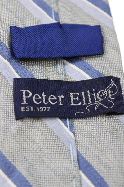 Peter Elliot Mens Silk Blend Skinny Width Necktie Blue