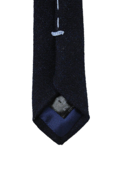 Peter Elliot Mens Skinny Necktie Navy Blue Wool Blend