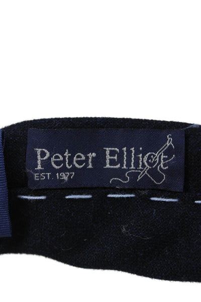Peter Elliot Mens Skinny Necktie Navy Blue Wool Blend