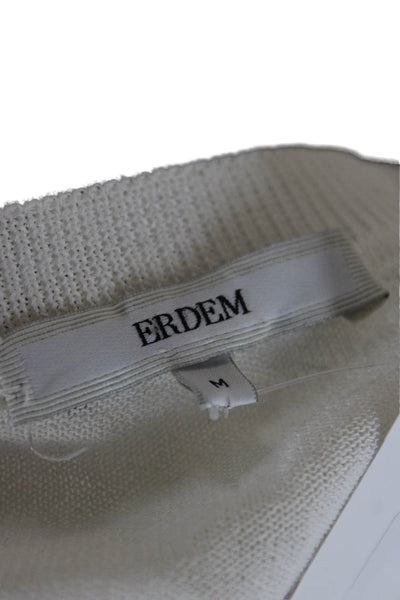 Erdem Women Cotton Crew Neck Pullover Sweater White Long Sleeve Size M