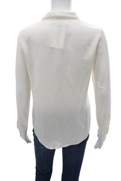 Equipment Femme Womens Silk Collared Button Up Blouse Ivory Long Sleeve Size XS