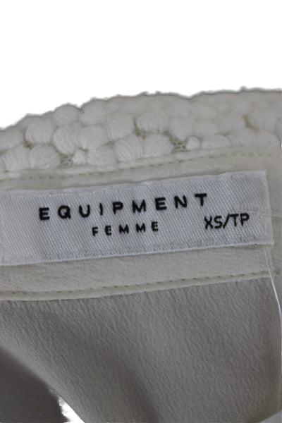 Equipment Femme Womens Silk Collared Button Up Blouse Ivory Long Sleeve Size XS