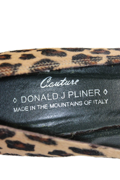 Donald J Pliner Womens Leopard Pony Hair Peep Toe Heels Shoes Brown Size 7.5M