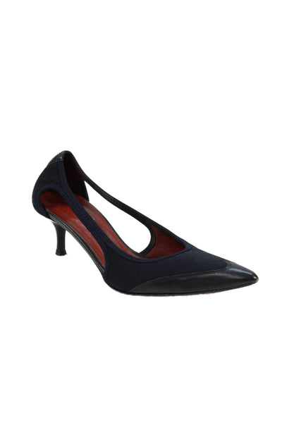 Donald J Pliner Womens Leather Cut Out Detail Heels Pumps Shoes Navy Size 7.5M