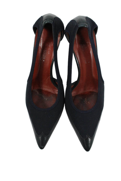 Donald J Pliner Womens Leather Cut Out Detail Heels Pumps Shoes Navy Size 7.5M