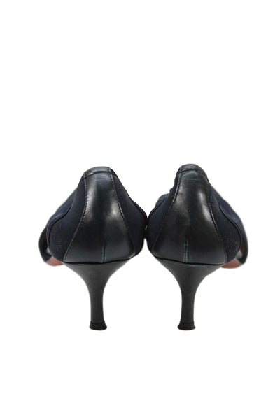 Donald J Pliner Womens Leather Cut Out Detail Heels Pumps Shoes Navy Size 7.5M