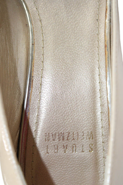 Stuart Weitzman Womens Shiny Leather Heels Pumps Shoes Nude Size 7.5M