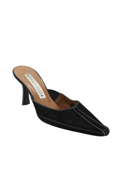 Donald J Pliner Womens Suede Pointed Toe Heels Mules Shoes Black Size 7.5M