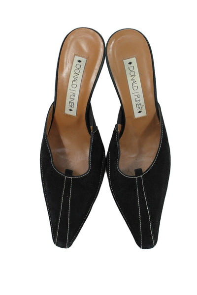 Donald J Pliner Womens Suede Pointed Toe Heels Mules Shoes Black Size 7.5M