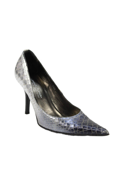 Donald J Pliner Womens Leather Embossed Ombre Pumps Shoes Silver Blue Size 7.5M