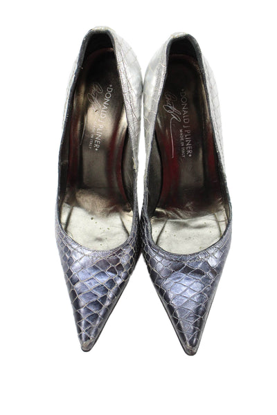 Donald J Pliner Womens Leather Embossed Ombre Pumps Shoes Silver Blue Size 7.5M