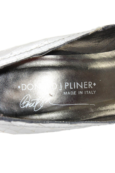 Donald J Pliner Womens Leather Embossed Ombre Pumps Shoes Silver Blue Size 7.5M